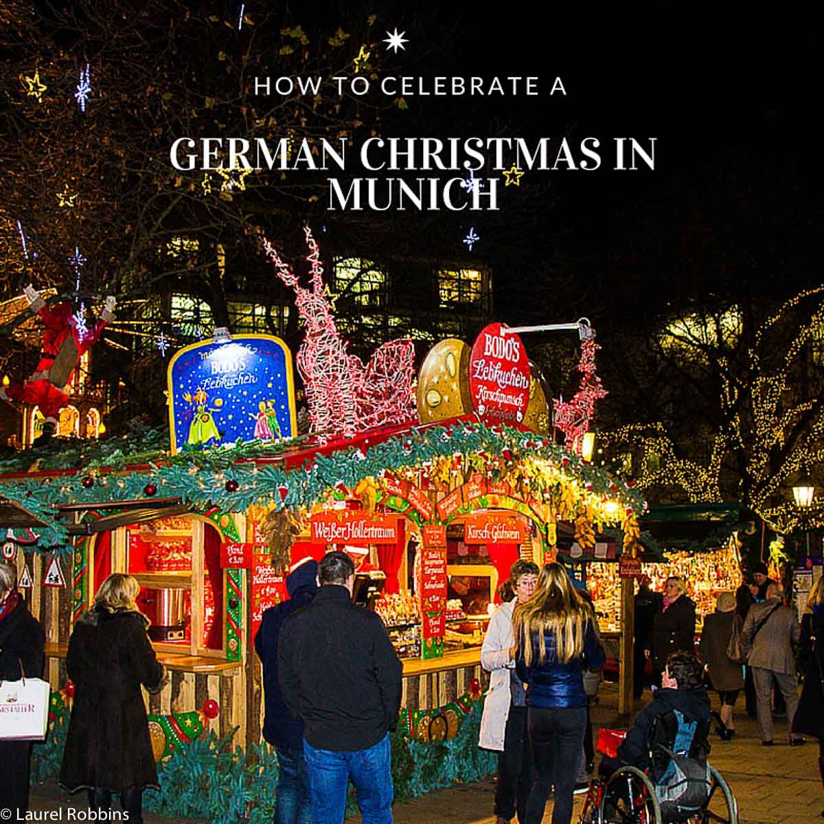 una choza en un mercado navideño alemán en Munich