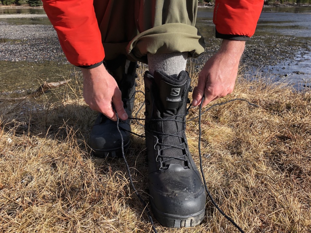 Revisión de las botas de invierno Salomon Toundra Pro Cswp: para atar estas botas, aprieta los cordones sobre la parte superior...