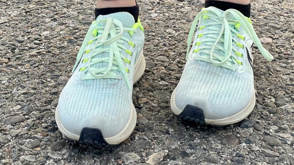 Revisión de zapatillas para correr Nike Air Zoom Pegasus 39 para mujer: la malla superior de las Pegasus es cómoda pero no súper transpirable.