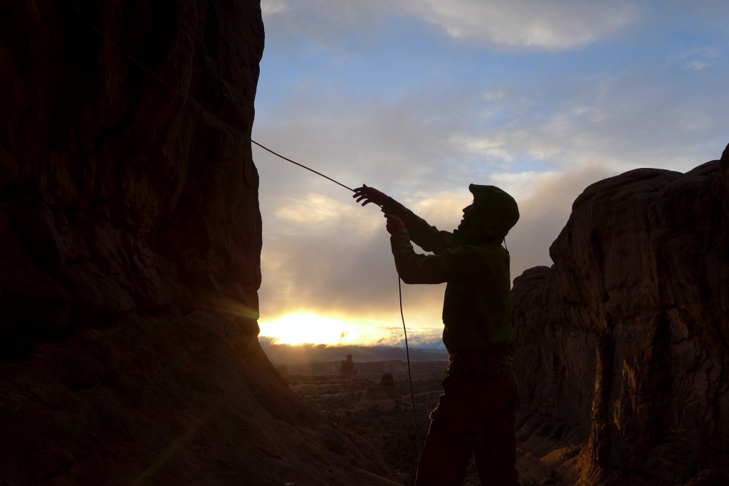 Revisión de la cuerda de escalada de la cuerda de escape personal alpine esprit: el aper también funciona bien en el barranquismo. visto aquà al atardecer en arcos...