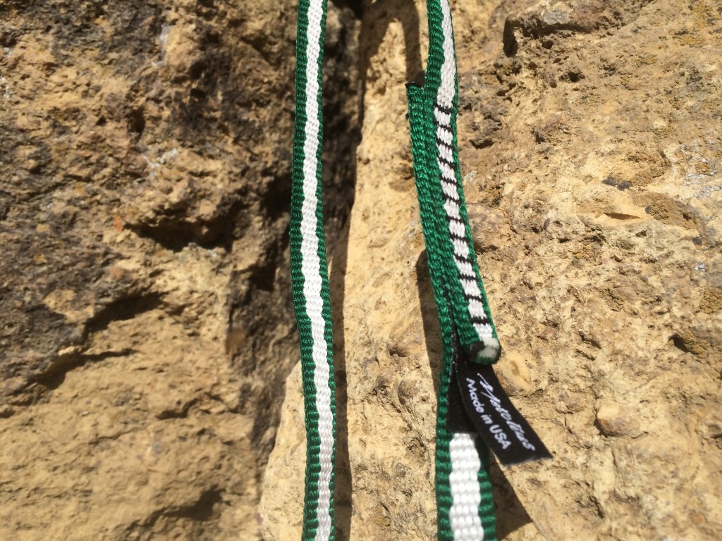 Revisión del cabestrillo de escalada con eslinga de bucle abierto Metolius: esta foto muestra el desglose aproximadamente 50/50 entre el blanco...
